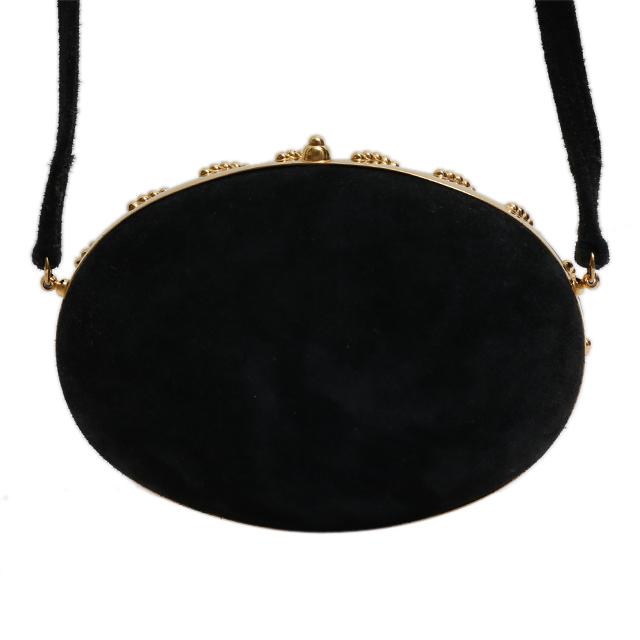 HERMÈS Vintage Mini Shoulder Bag and Clutch in Black Doblis suede with Gold hardware - 2