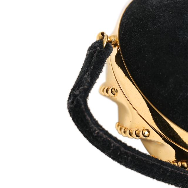 HERMÈS Vintage Mini Shoulder Bag and Clutch in Black Doblis suede with Gold hardware - 11