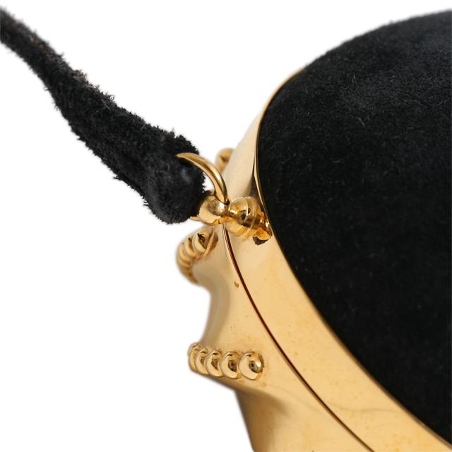 HERMÈS Vintage Mini Shoulder Bag and Clutch in Black Doblis suede with Gold hardware - 9