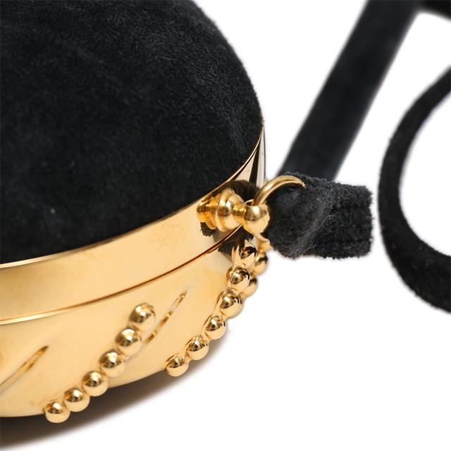 HERMÈS Vintage Mini Shoulder Bag and Clutch in Black Doblis suede with Gold hardware - 10