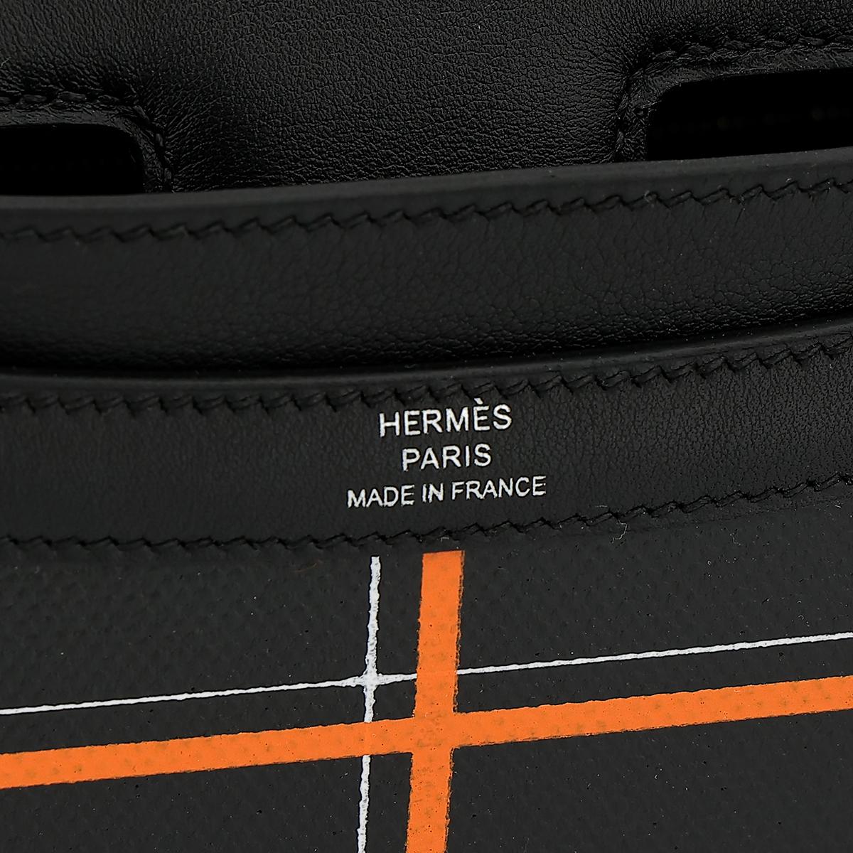 未使用保存品 HERMÈS 愛馬仕 限量收藏款 Constance 24 89 黑色 Noir 橙色 Swift牛皮 Toile Berline 帆布 銀扣 X刻 2016年 - 14