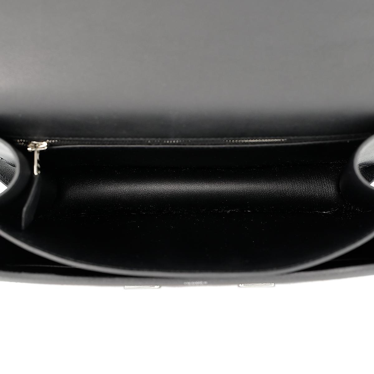 未使用保存品 HERMÈS 愛馬仕 限量收藏款 Constance 24 89 黑色 Noir 橙色 Swift牛皮 Toile Berline 帆布 銀扣 X刻 2016年 - 15