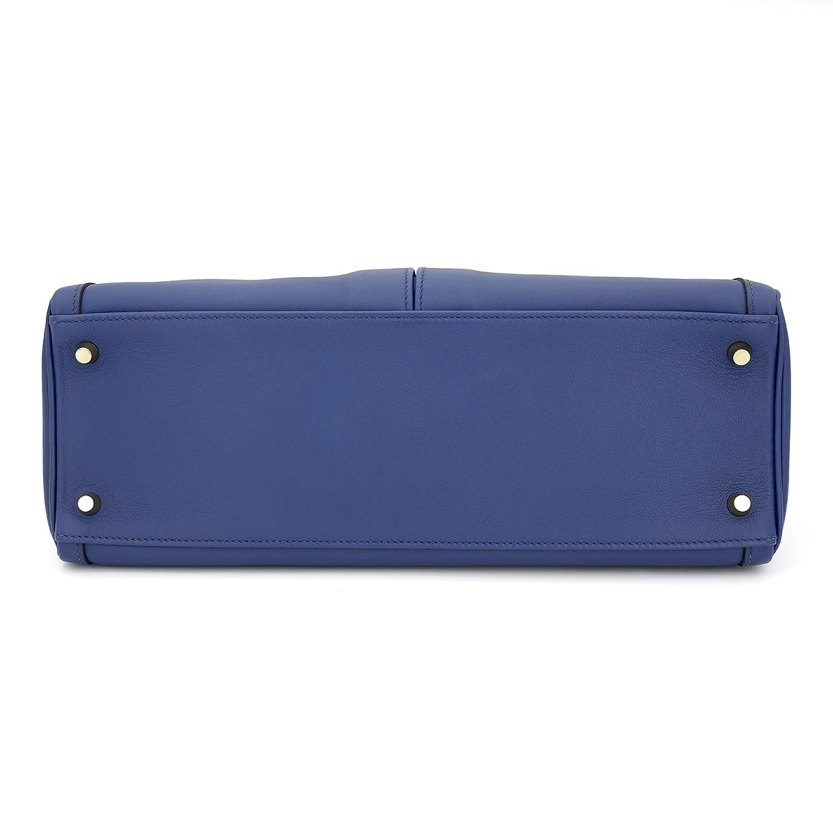 HERMÈS Special Order Kelly Lakis 35 handbag in Blue Sapphire Swift leather with Gold hardware - 7