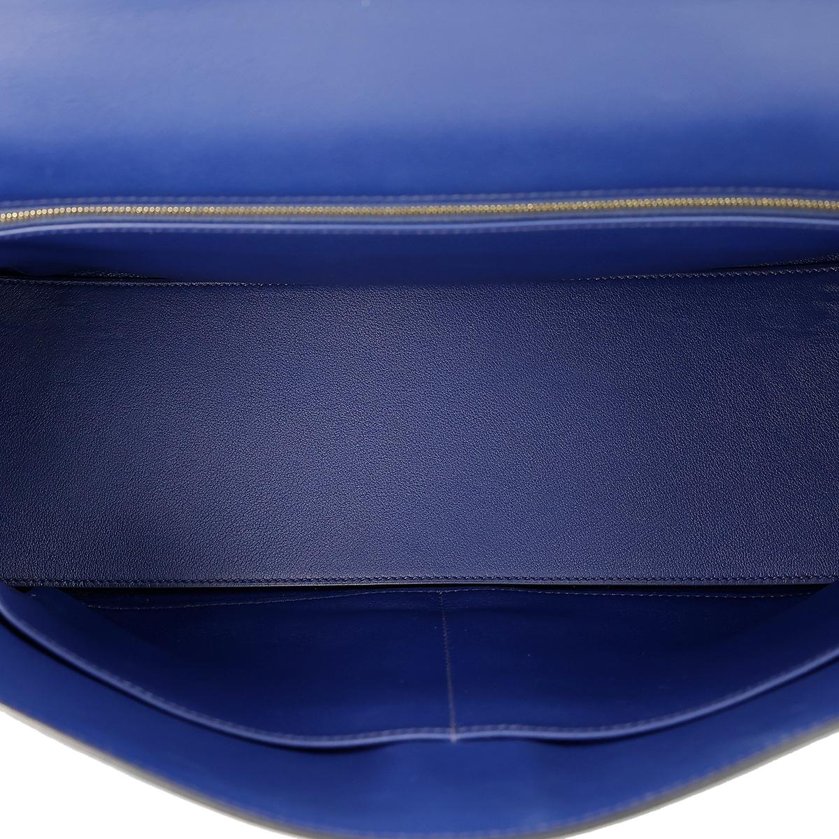 HERMÈS Special Order Kelly Lakis 35 handbag in Blue Sapphire Swift leather with Gold hardware - 14