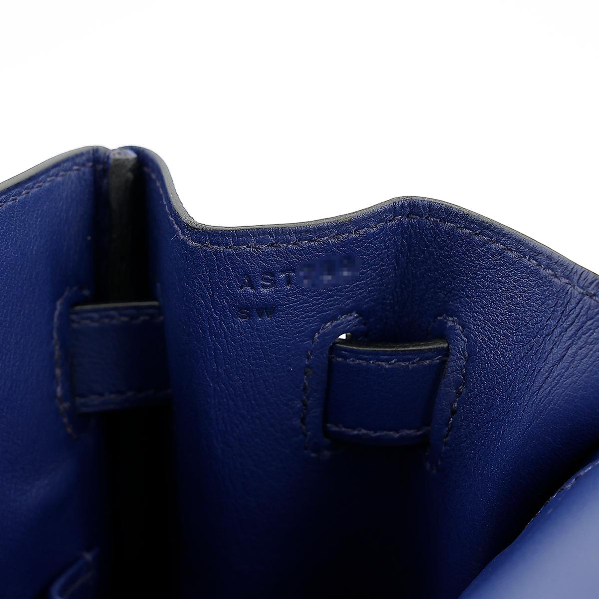 HERMÈS Special Order Kelly Lakis 35 handbag in Blue Sapphire Swift leather with Gold hardware - 15