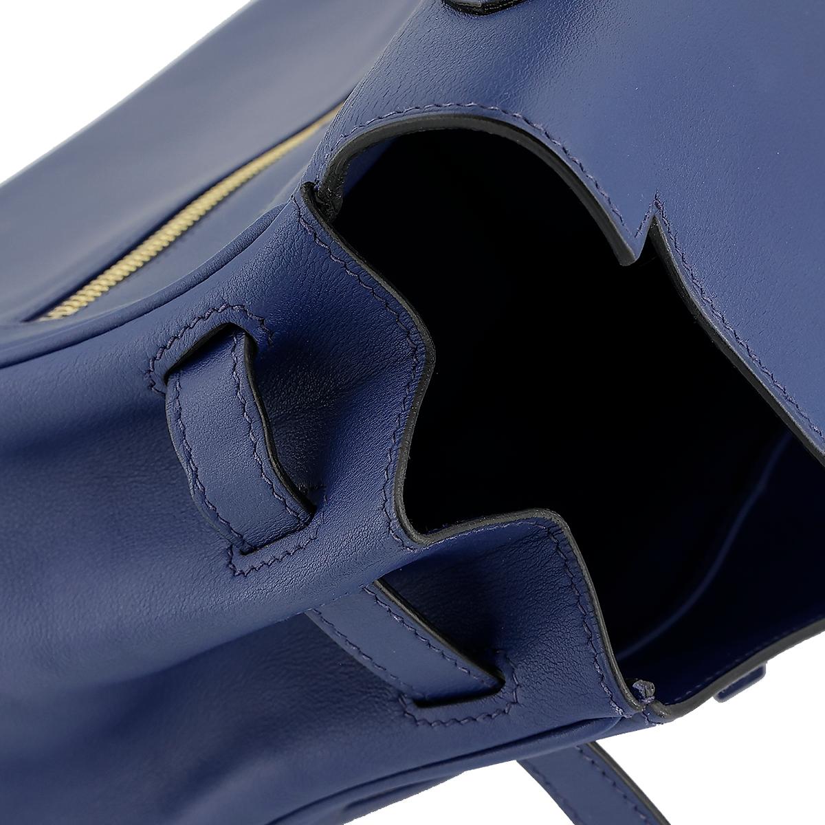 HERMÈS Special Order Kelly Lakis 35 handbag in Blue Sapphire Swift leather with Gold hardware - 17