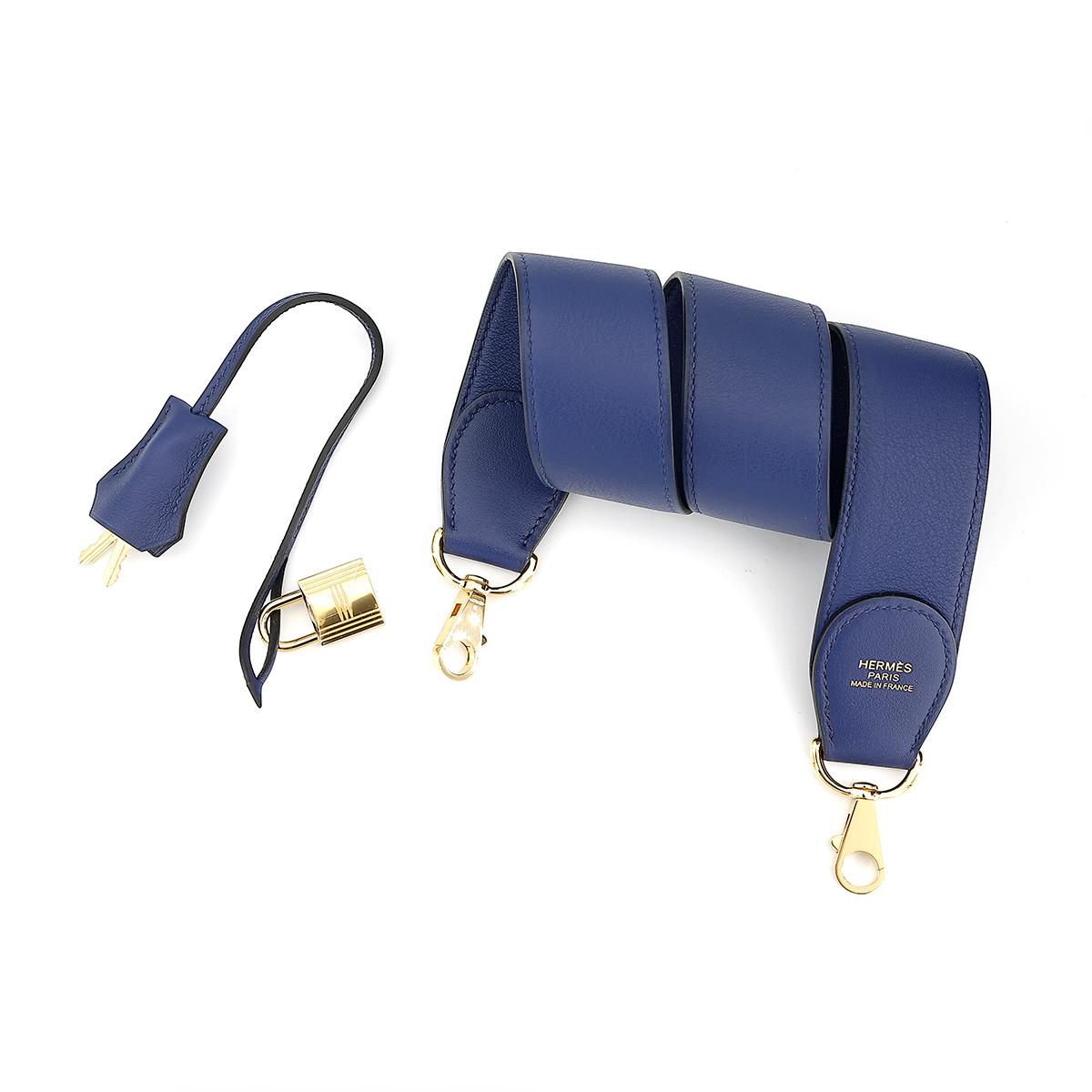 HERMÈS Special Order Kelly Lakis 35 handbag in Blue Sapphire Swift leather with Gold hardware - 18