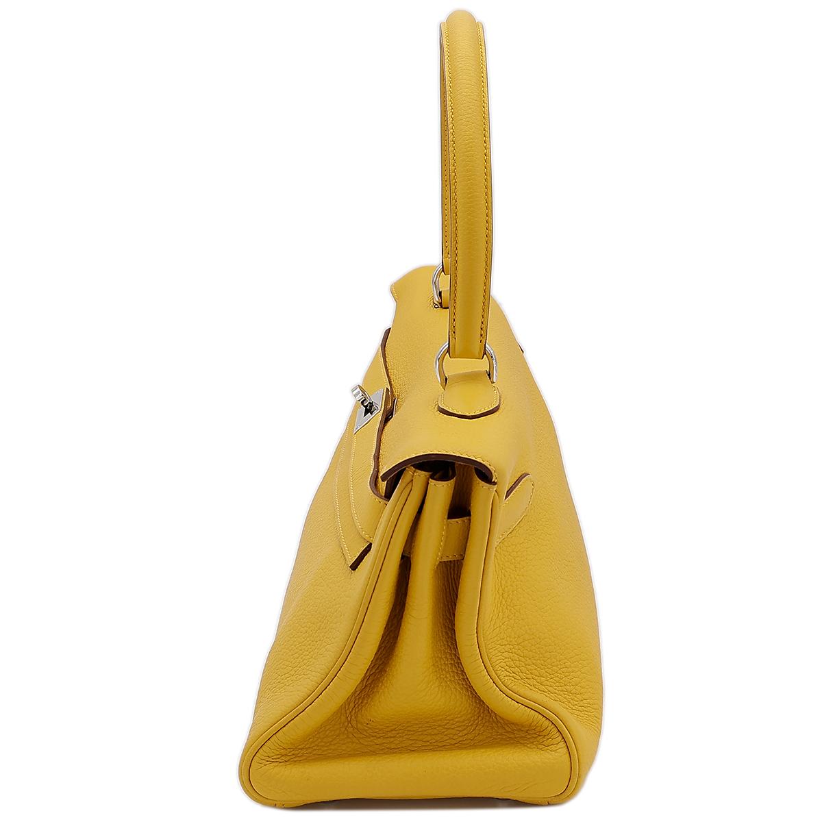HERMÈS Shoulder Kelly 40 shoulder bag in Soleil Clemence leather with Palladium hardware - 4