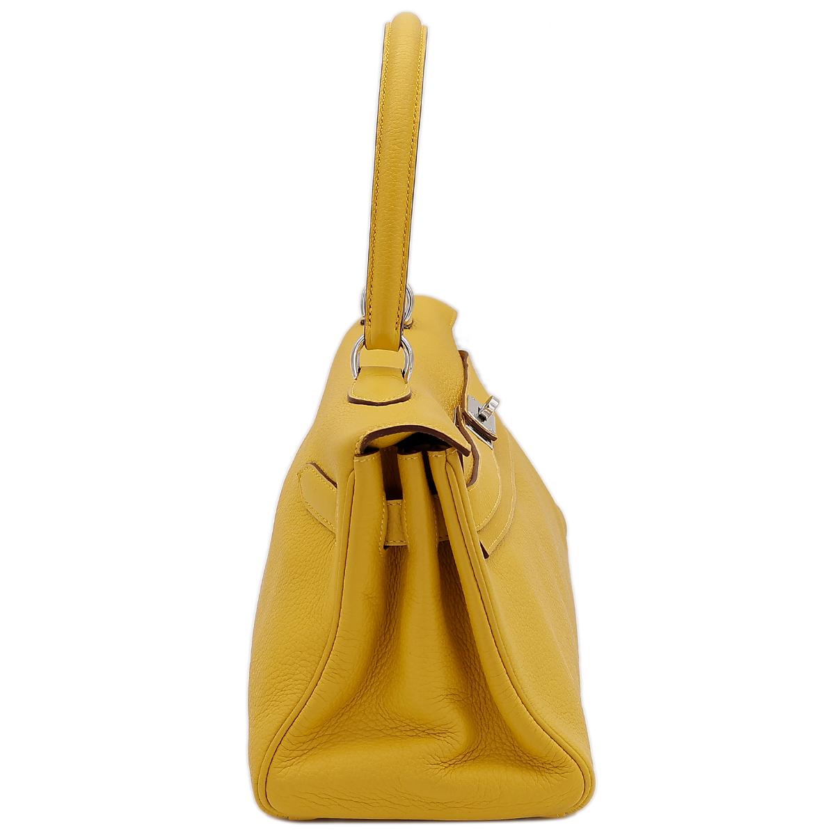 HERMÈS Shoulder Kelly 40 shoulder bag in Soleil Clemence leather with Palladium hardware - 5