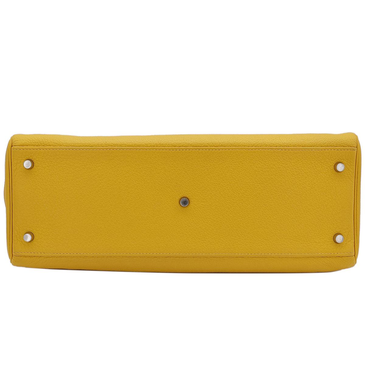 HERMÈS Shoulder Kelly 40 shoulder bag in Soleil Clemence leather with Palladium hardware - 7