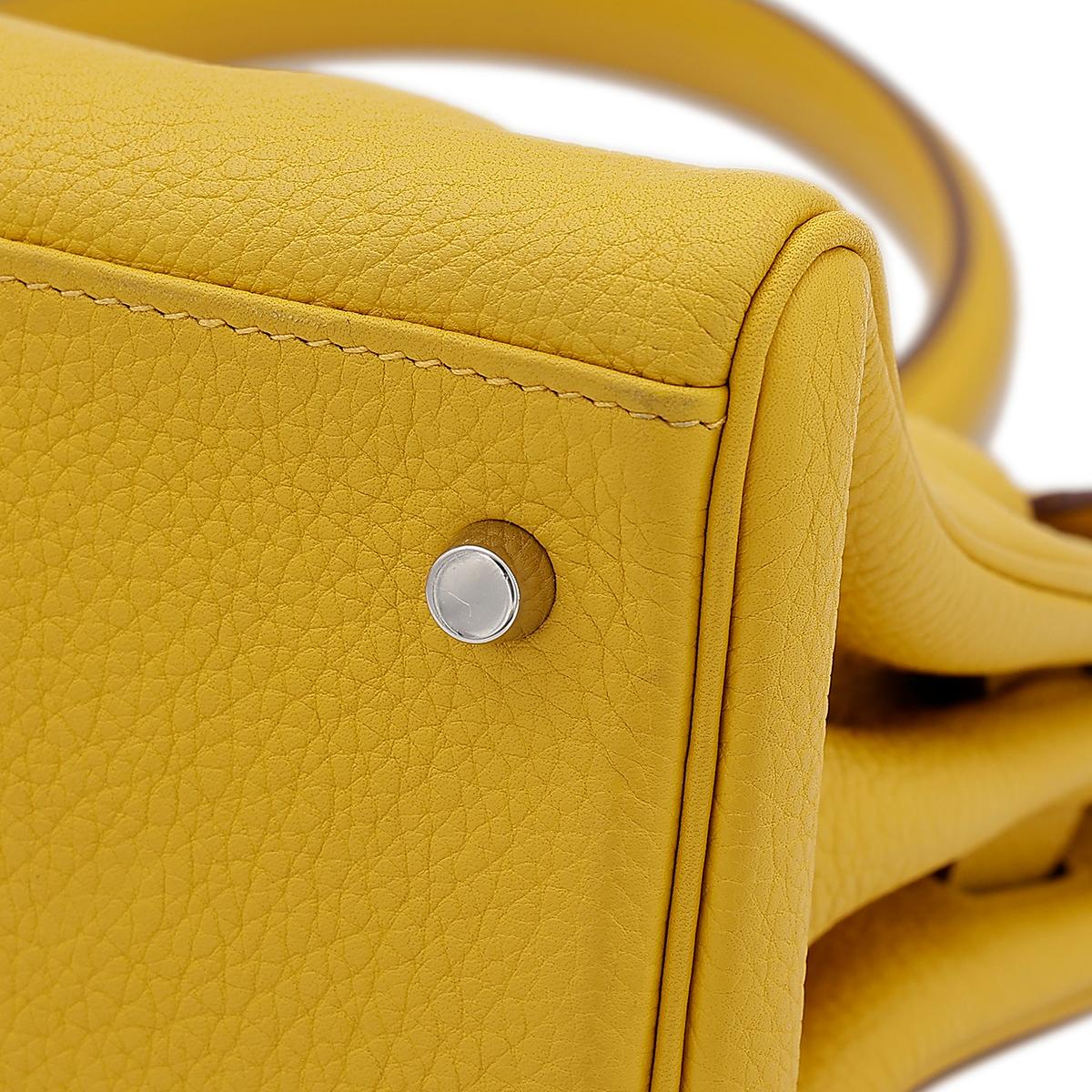 HERMÈS Shoulder Kelly 40 shoulder bag in Soleil Clemence leather with Palladium hardware - 8