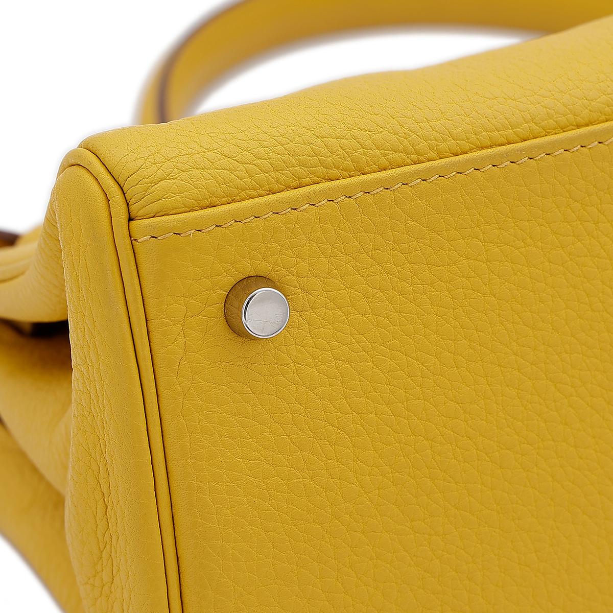 HERMÈS Shoulder Kelly 40 shoulder bag in Soleil Clemence leather with Palladium hardware - 9