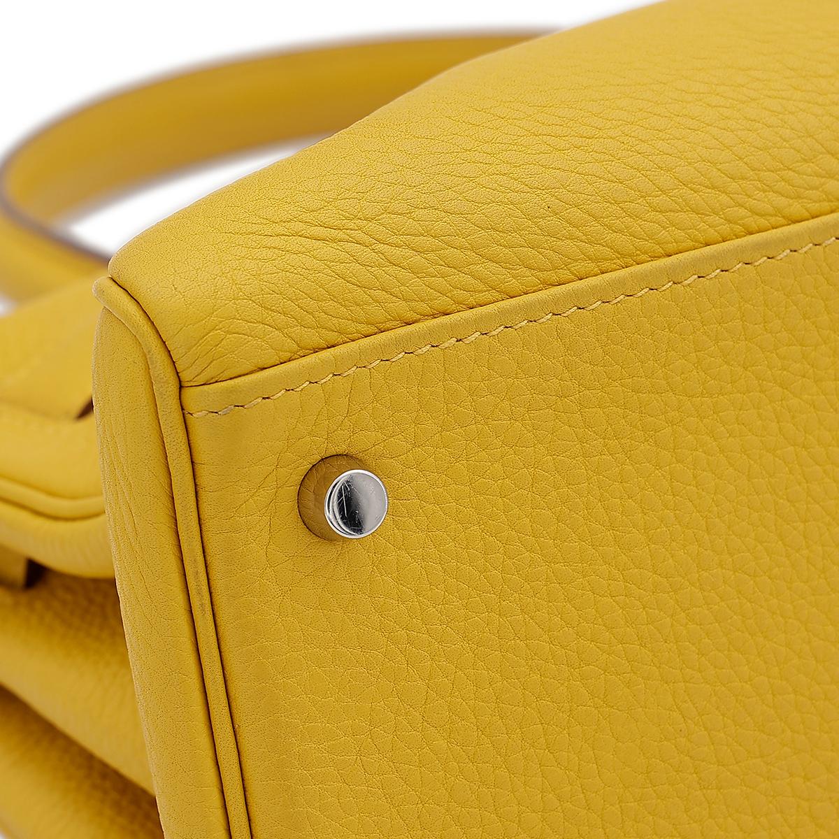 HERMÈS Shoulder Kelly 40 shoulder bag in Soleil Clemence leather with Palladium hardware - 11