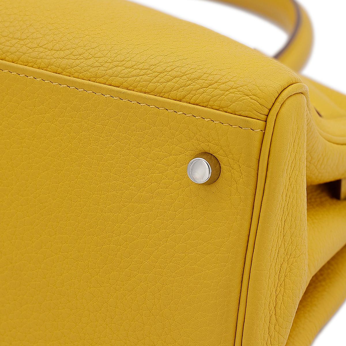 HERMÈS Shoulder Kelly 40 shoulder bag in Soleil Clemence leather with Palladium hardware - 10