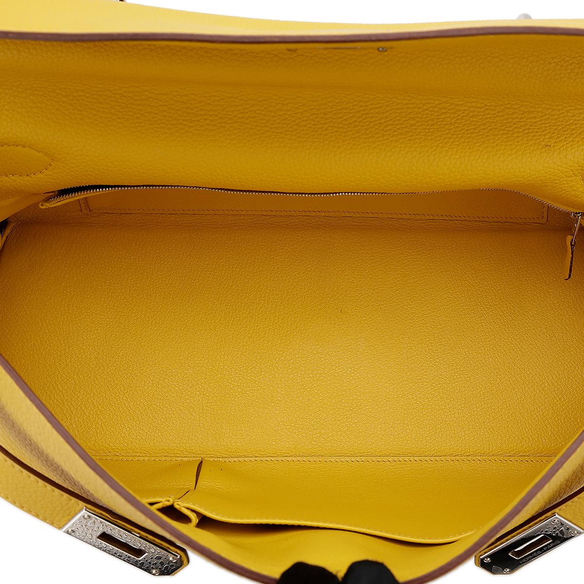 HERMÈS Shoulder Kelly 40 shoulder bag in Soleil Clemence leather with Palladium hardware - 17