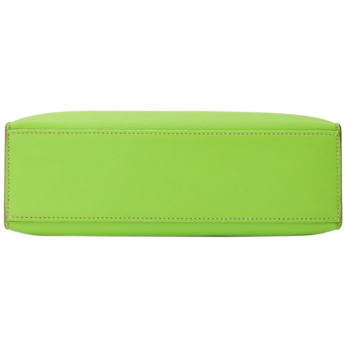 HERMÈS Kelly Pochette in Apple Green Swift leather with Palladium hardware - 7