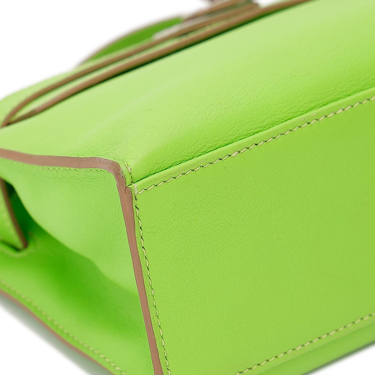 HERMÈS Kelly Pochette in Apple Green Swift leather with Palladium hardware - 9