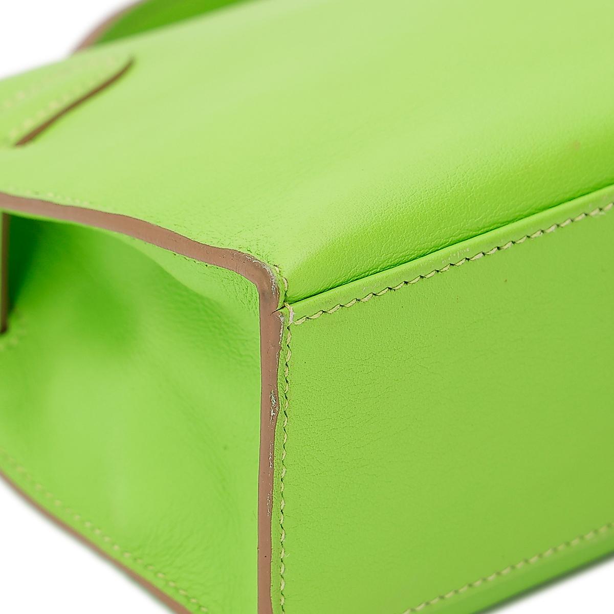 HERMÈS Kelly Pochette in Apple Green Swift leather with Palladium hardware - 10