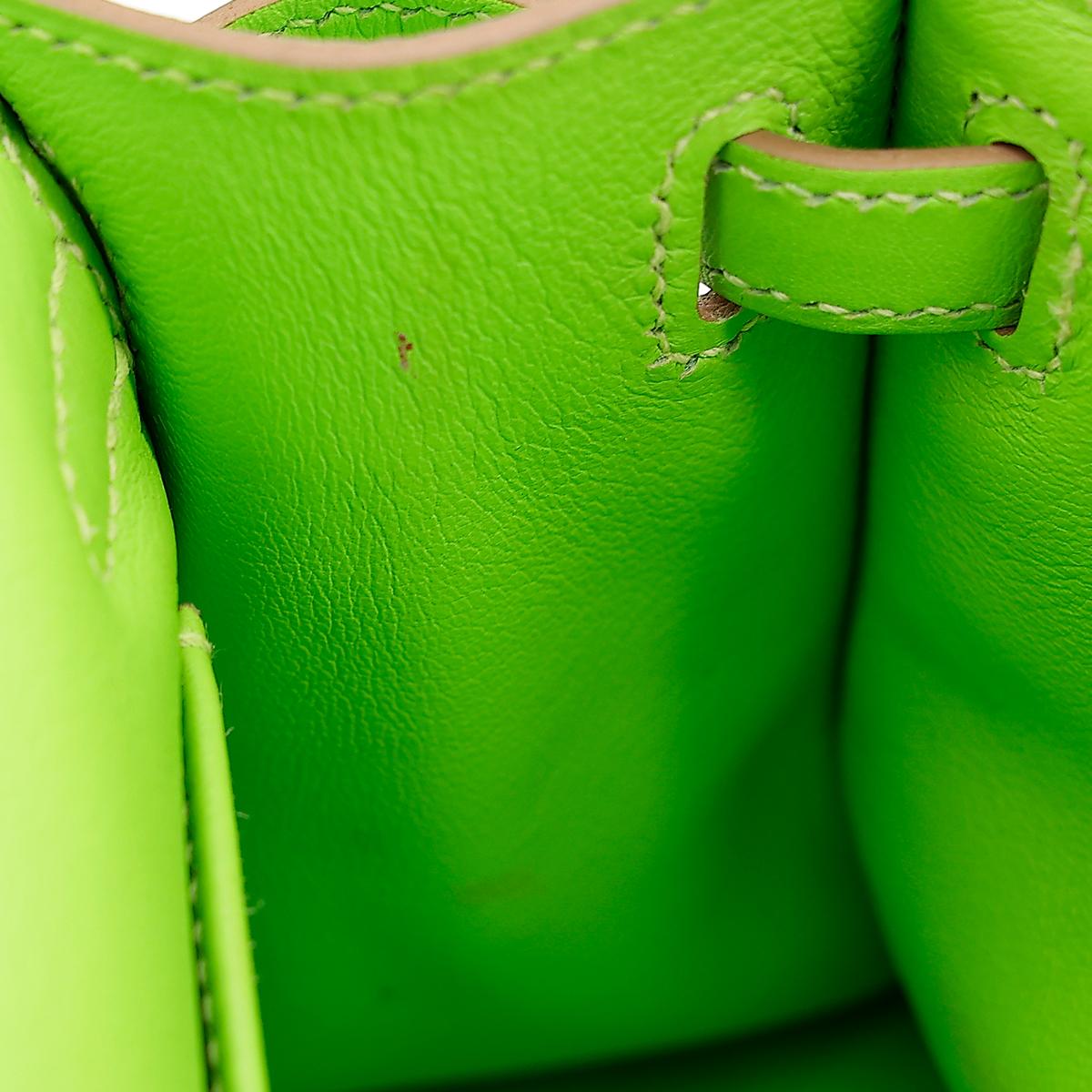 HERMÈS Kelly Pochette in Apple Green Swift leather with Palladium hardware - 17