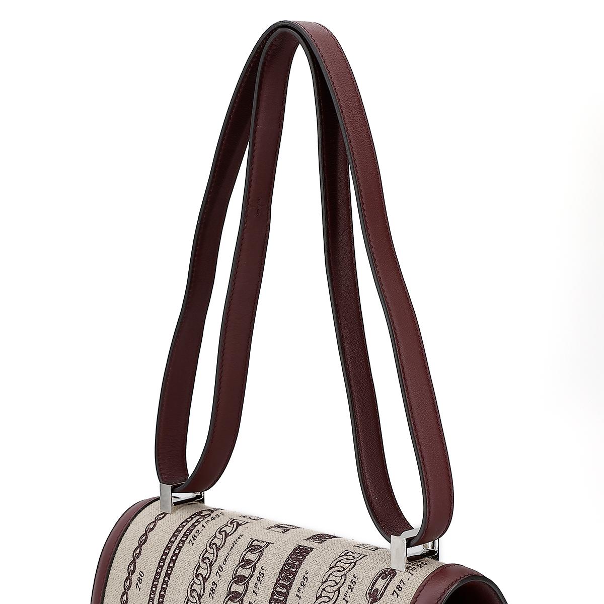 Very Good ( Rank A) HERMÈS Limited Edition Constance 24 Bordeaux (57) Swift Canvas Palladium hardware C (2018) - 6