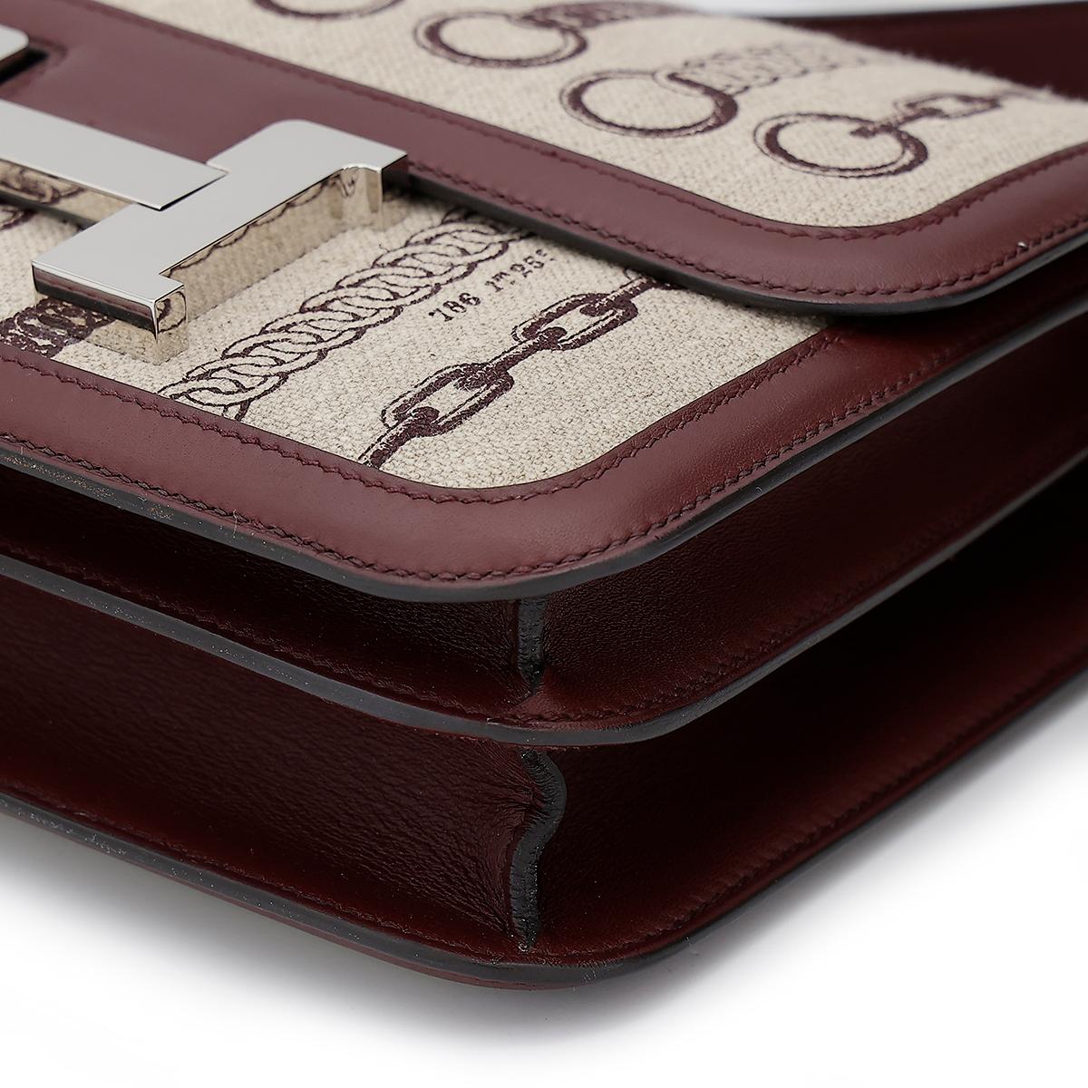 Very Good ( Rank A) HERMÈS Limited Edition Constance 24 Bordeaux (57) Swift Canvas Palladium hardware C (2018) - 9
