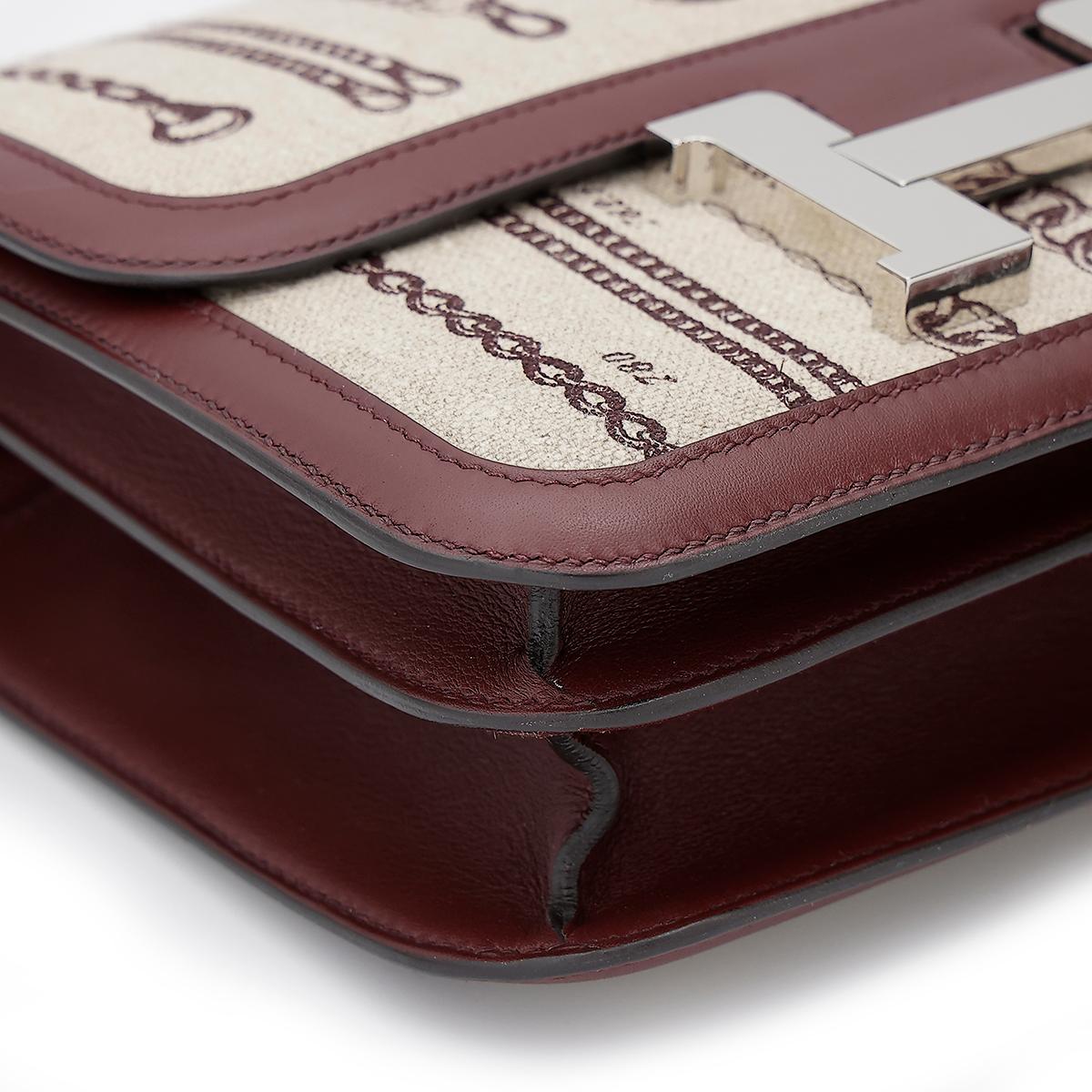 Very Good ( Rank A) HERMÈS Limited Edition Constance 24 Bordeaux (57) Swift Canvas Palladium hardware C (2018) - 8