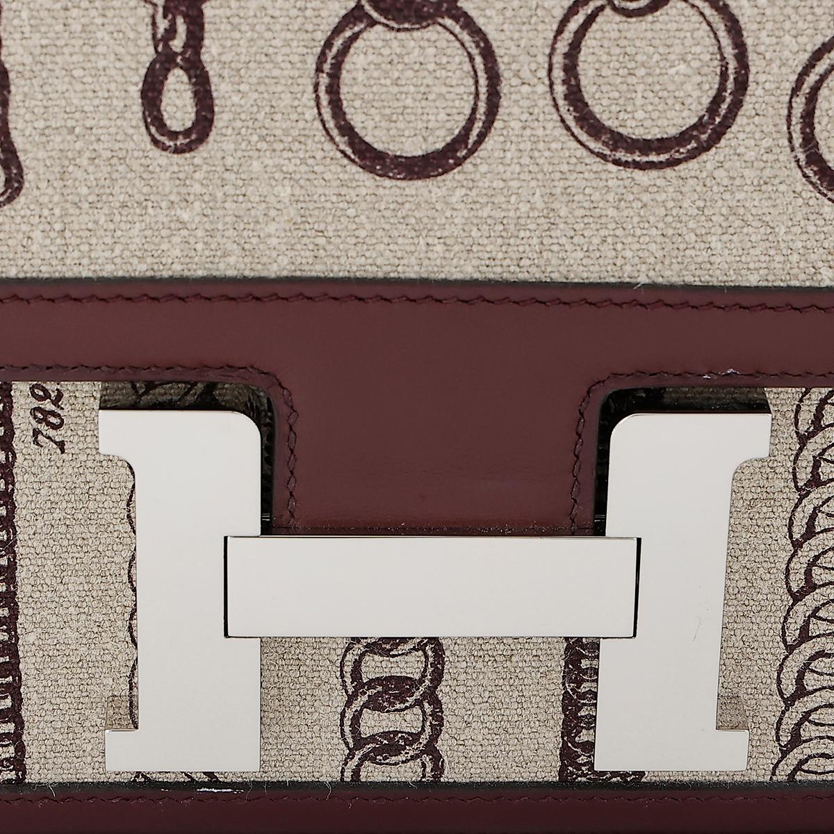 Very Good ( Rank A) HERMÈS Limited Edition Constance 24 Bordeaux (57) Swift Canvas Palladium hardware C (2018) - 12