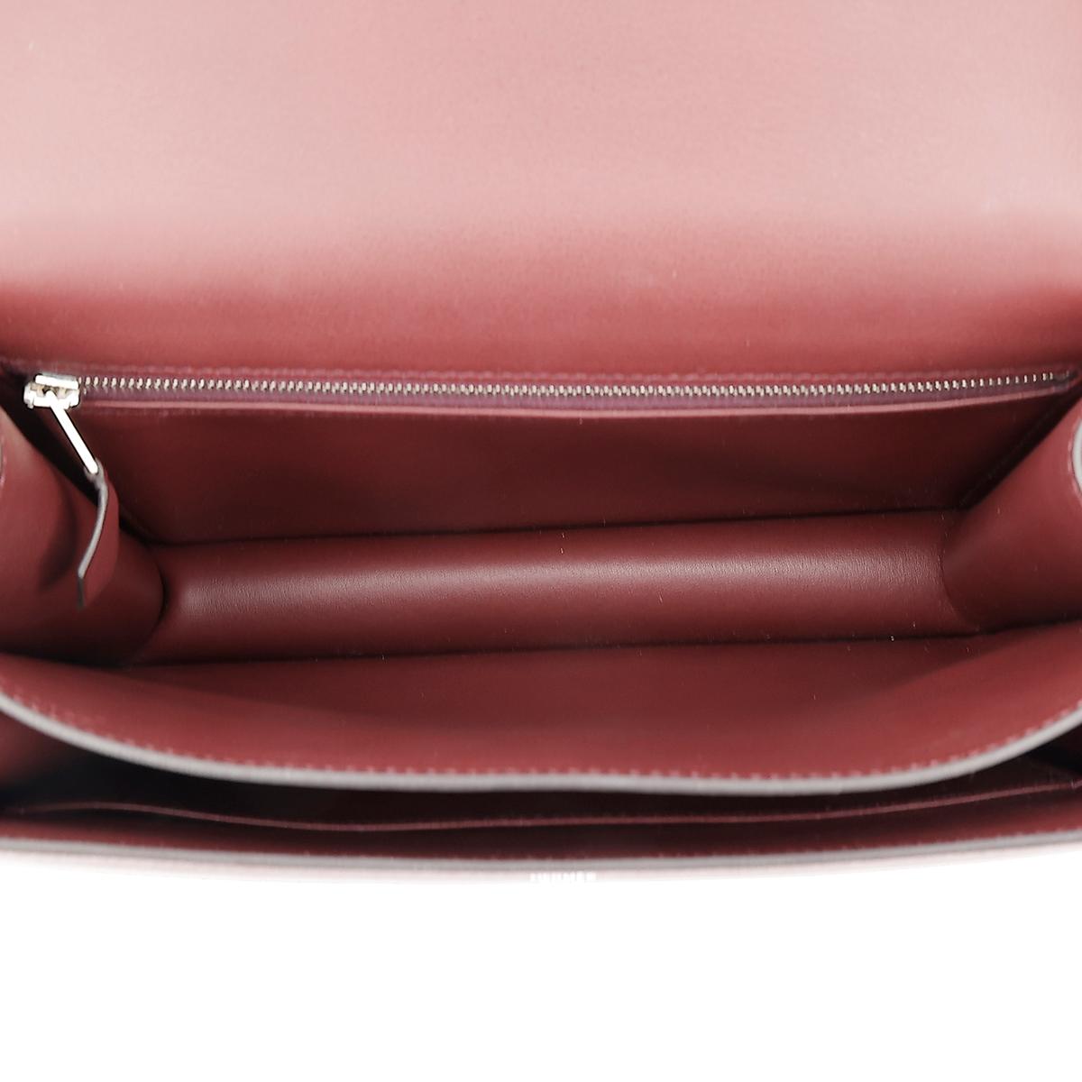Very Good ( Rank A) HERMÈS Limited Edition Constance 24 Bordeaux (57) Swift Canvas Palladium hardware C (2018) - 15