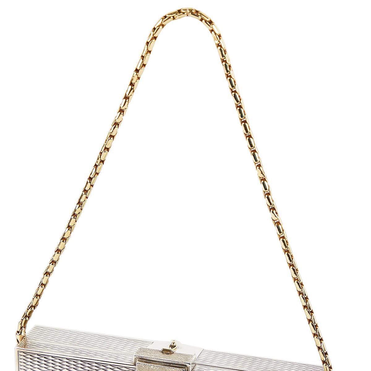 HERMÈS Vintage Sterling Silver Chain Box evening bag with Diamond and Gem - 7