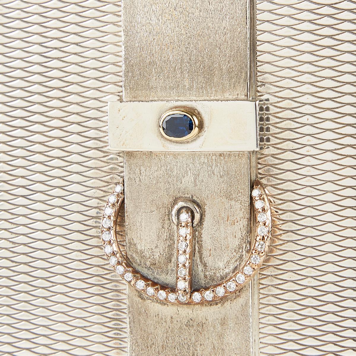 HERMÈS Vintage Sterling Silver Chain Box evening bag with Diamond and Gem - 14