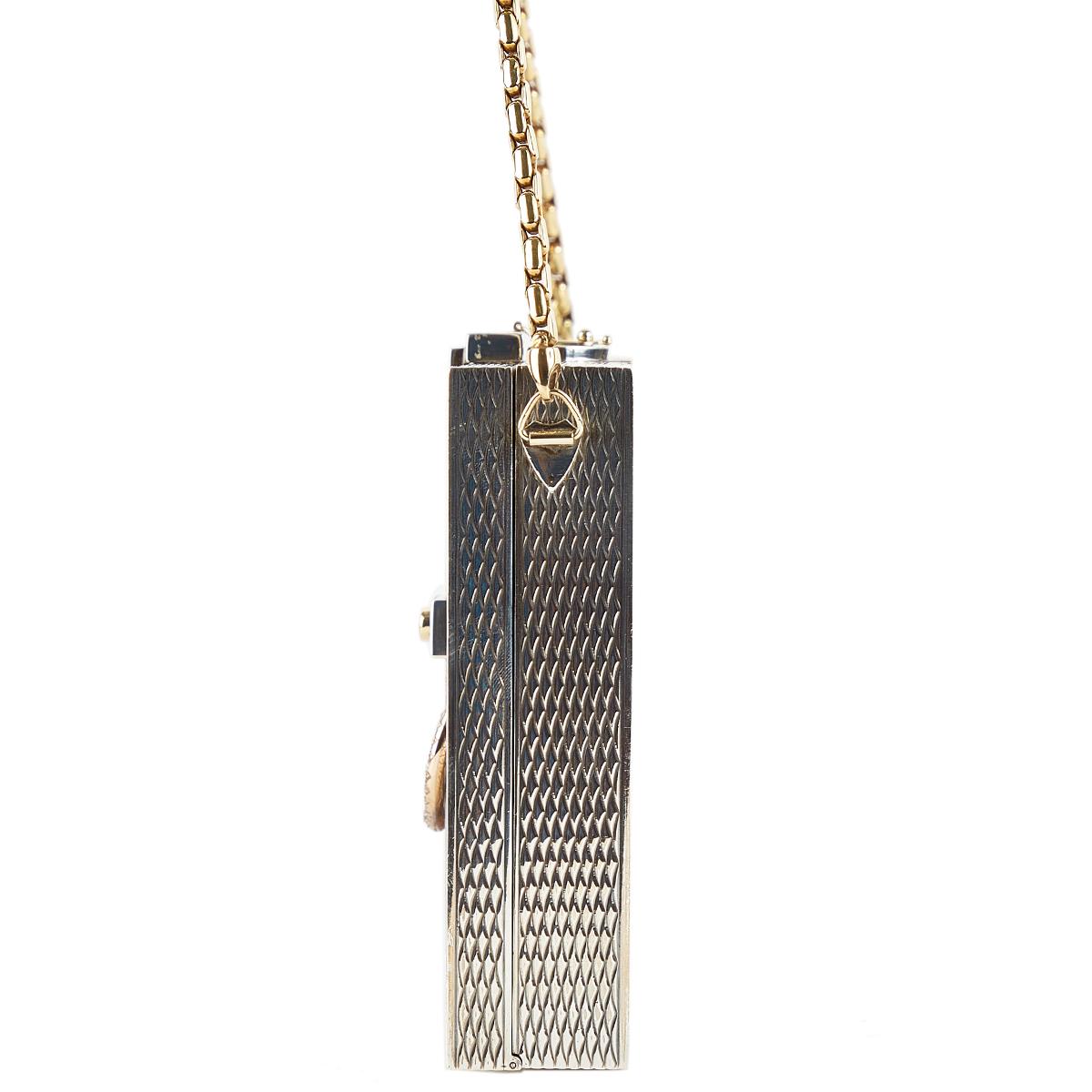 HERMÈS Vintage Sterling Silver Chain Box evening bag with Diamond and Gem - 6