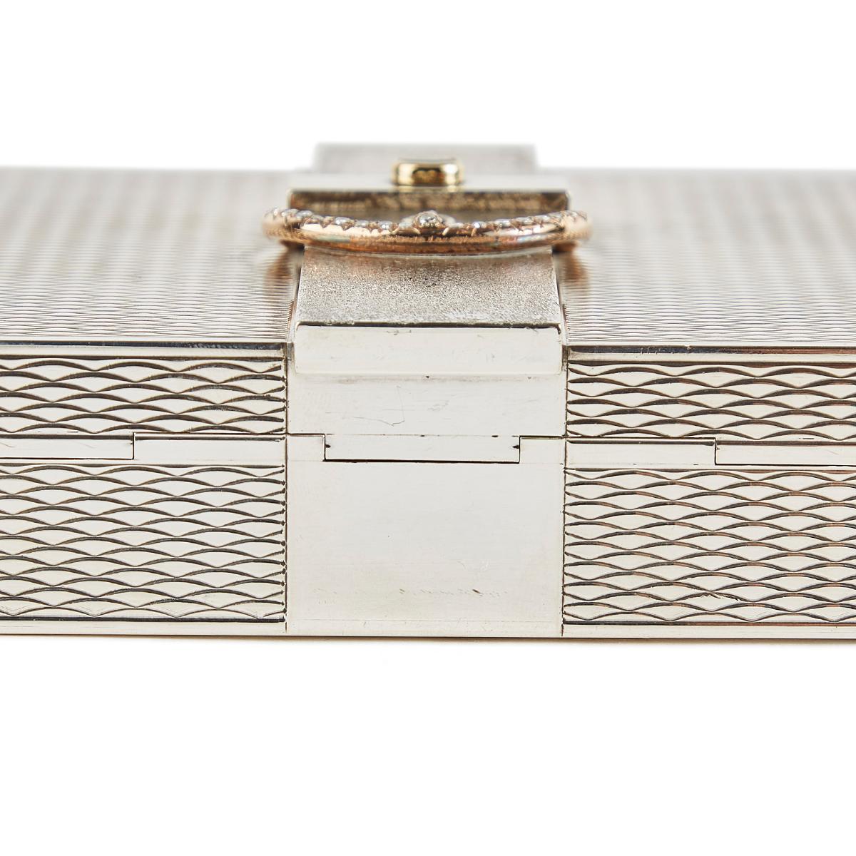 HERMÈS Vintage Sterling Silver Chain Box evening bag with Diamond and Gem - 13