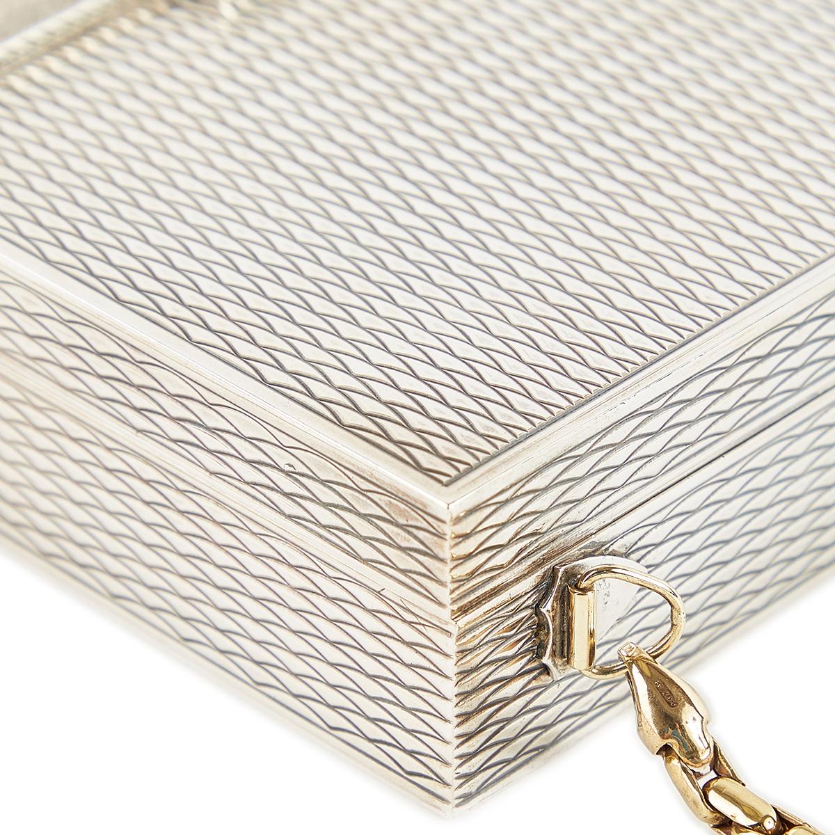 HERMÈS Vintage Sterling Silver Chain Box evening bag with Diamond and Gem - 11