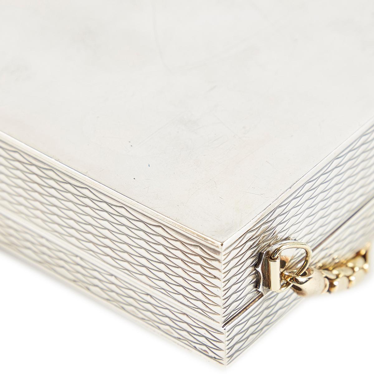 HERMÈS Vintage Sterling Silver Chain Box evening bag with Diamond and Gem - 10