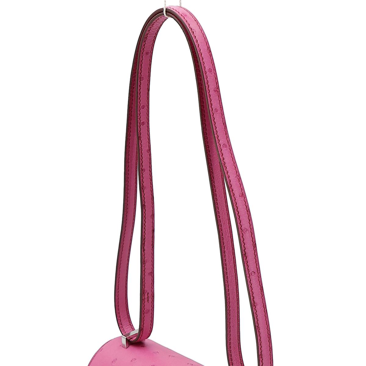 HERMÈS Ostrich Constance Mini 19 shoulder bag in Fuschia Pink with Palladium hardware - 6