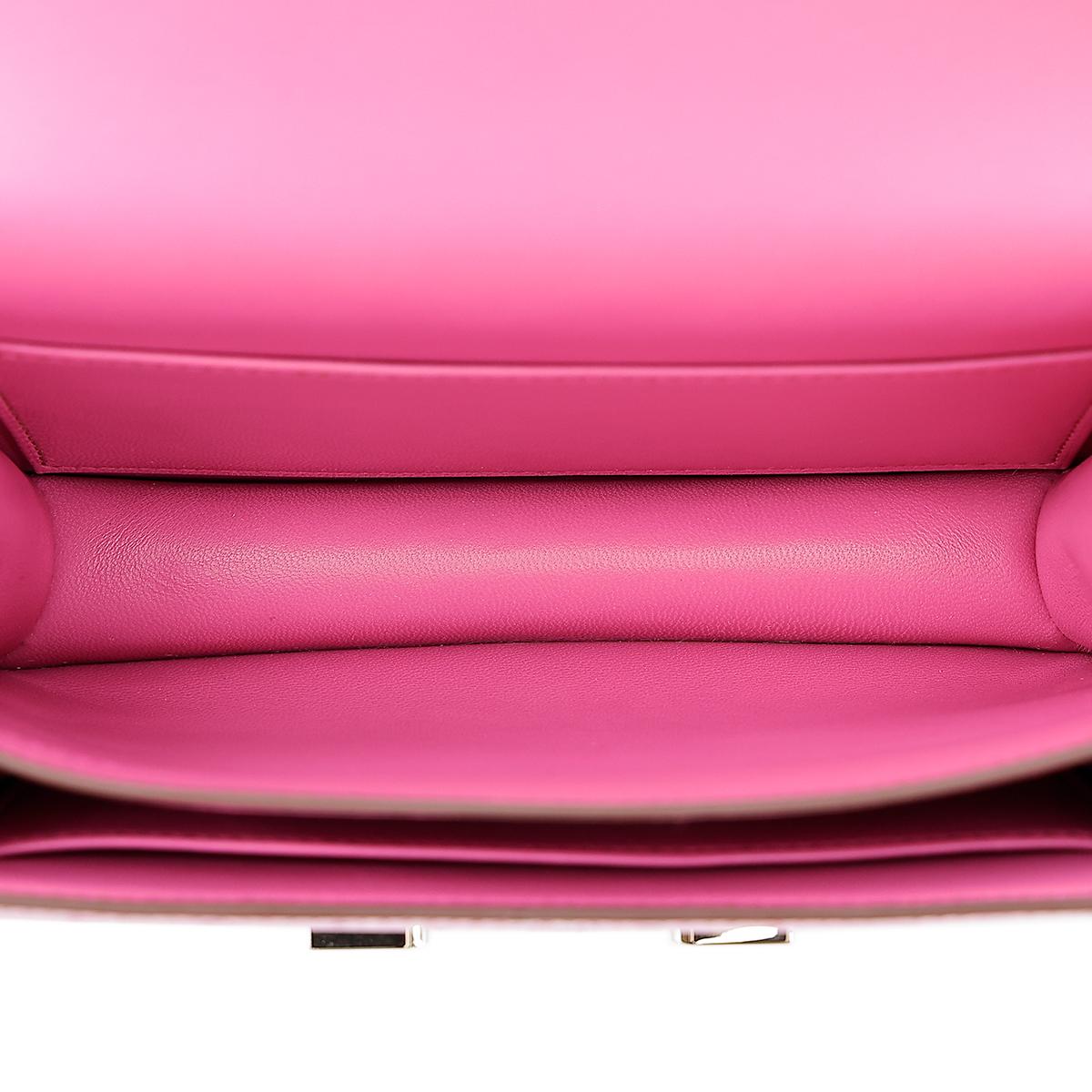 HERMÈS Ostrich Constance Mini 19 shoulder bag in Fuschia Pink with Palladium hardware - 15