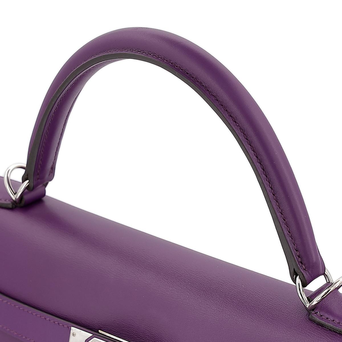 HERMÈS Kelly Lakis 35 handbag in Ultraviolet Swift leather with Palladium hardware - 6
