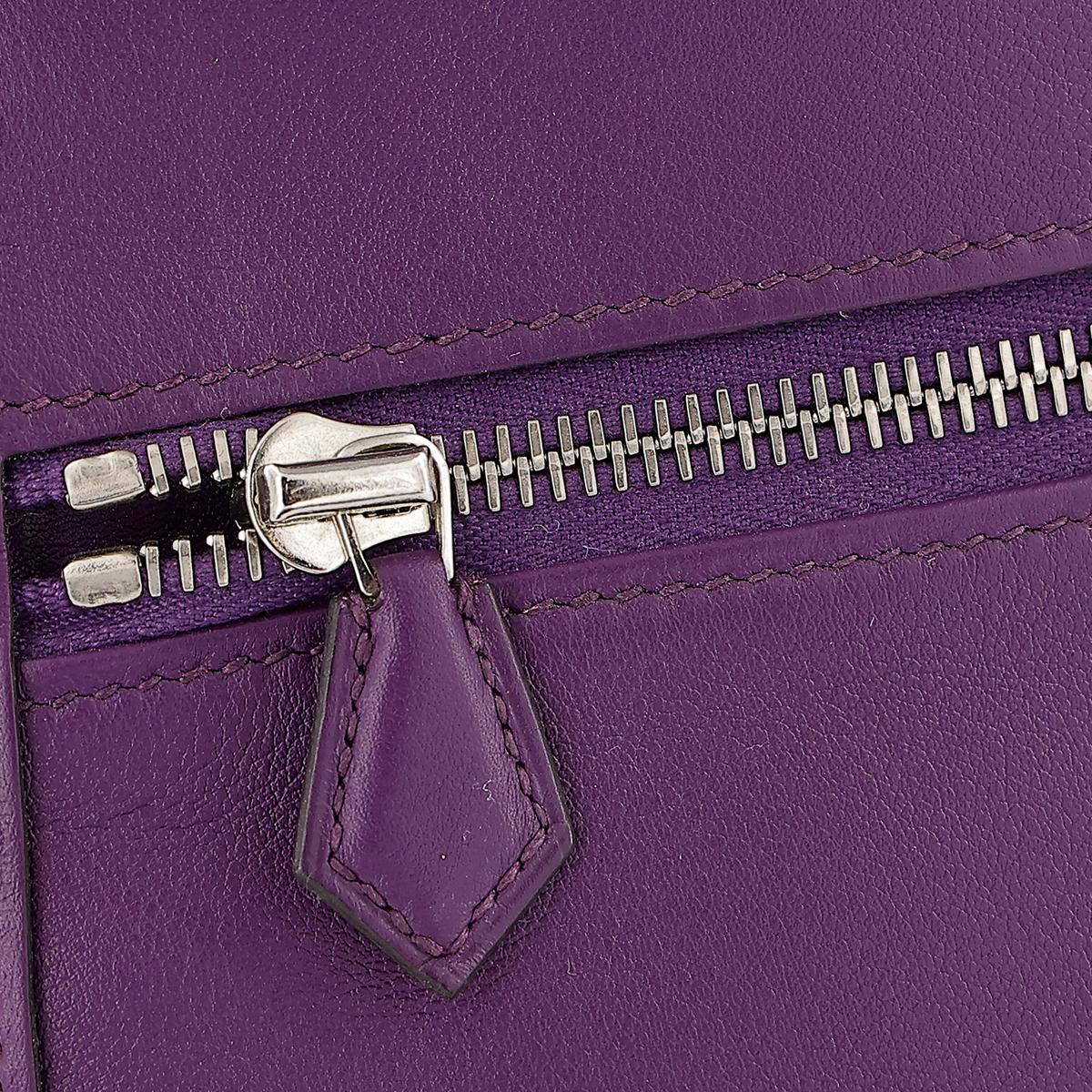 HERMÈS Kelly Lakis 35 handbag in Ultraviolet Swift leather with Palladium hardware - 12