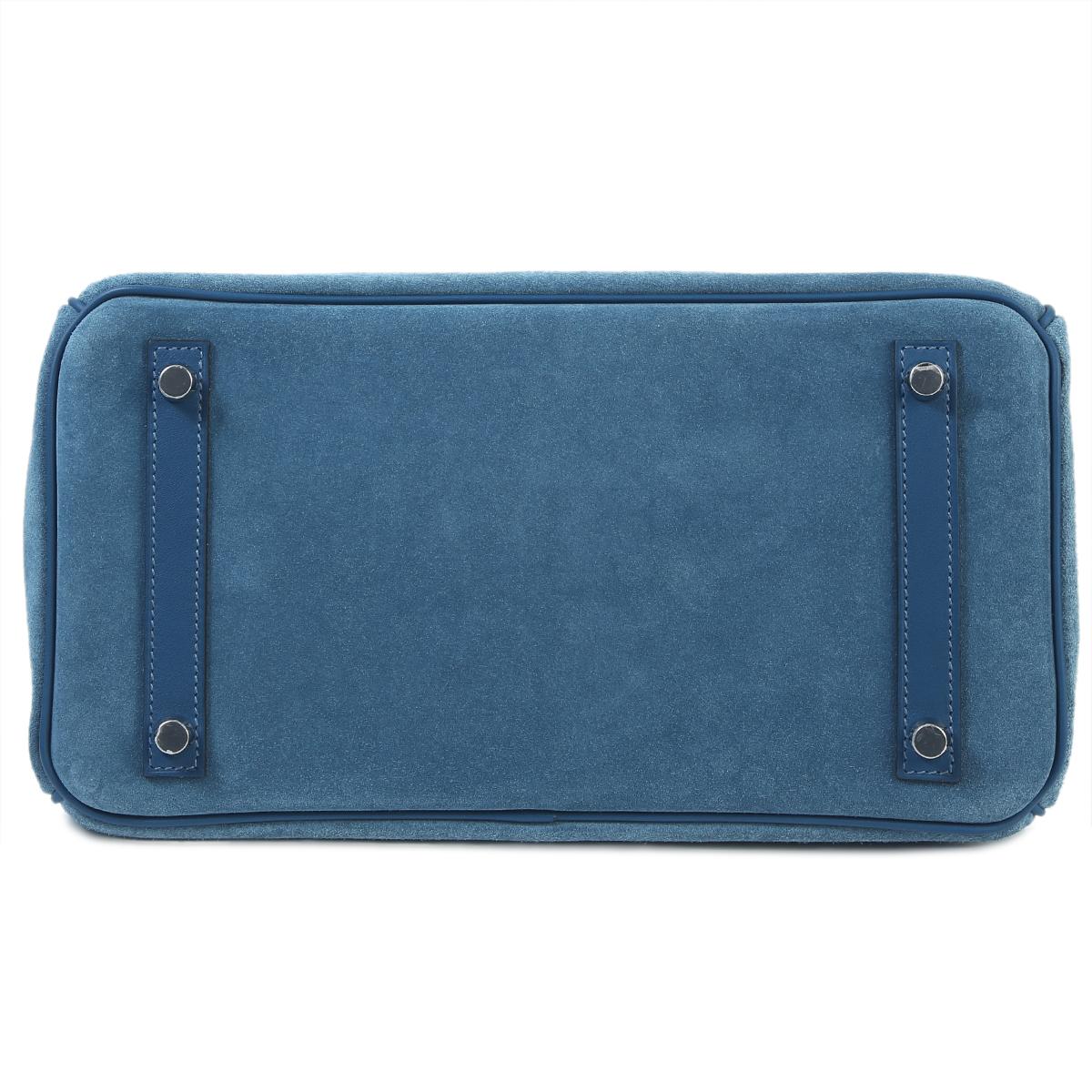 HERMÈS Birkin 30 handbag in Blue Thalassa Swift leather and Doblis suede with Palladium hardware - 7
