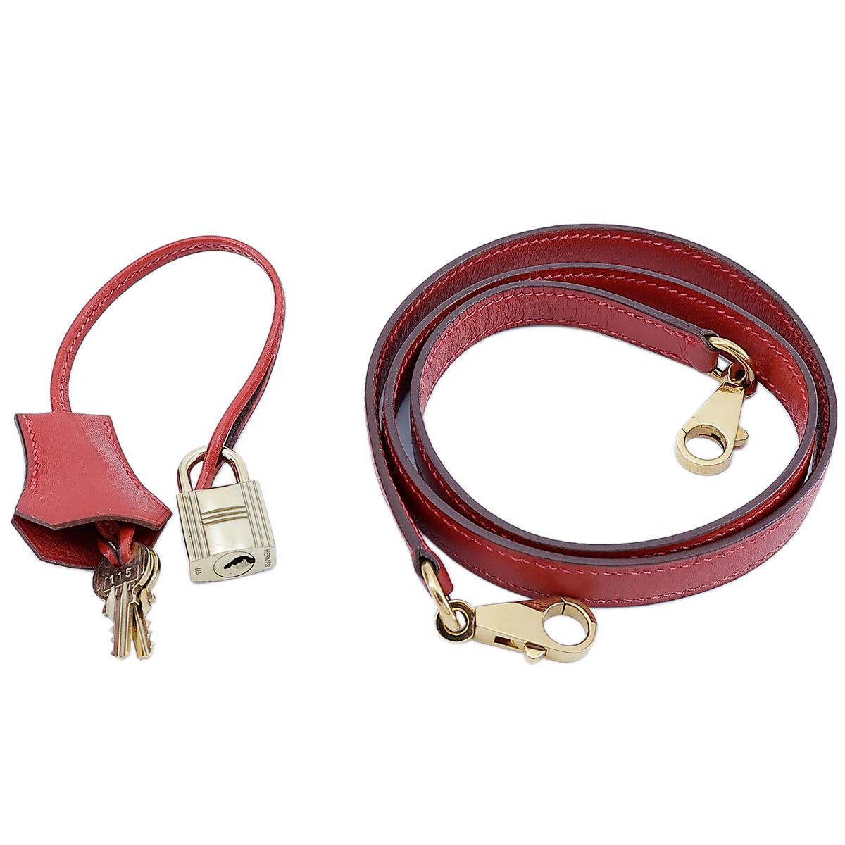 HERMÈS Kelly 25 Sellier handbag in Vermillon Box calfskin with Guilloche hardware - 25