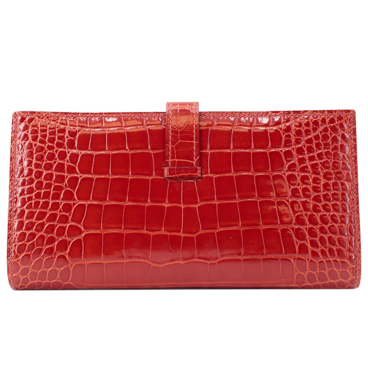 Very Good ( Rank A) HERMÈS Bearn Soufflet Sanguine (9M) Alligator Gold hardware Square R (2014) - 3