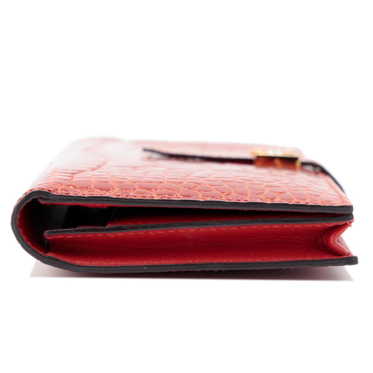 Very Good ( Rank A) HERMÈS Bearn Soufflet Sanguine (9M) Alligator Gold hardware Square R (2014) - 6