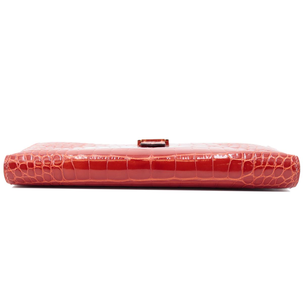 Very Good ( Rank A) HERMÈS Bearn Soufflet Sanguine (9M) Alligator Gold hardware Square R (2014) - 4
