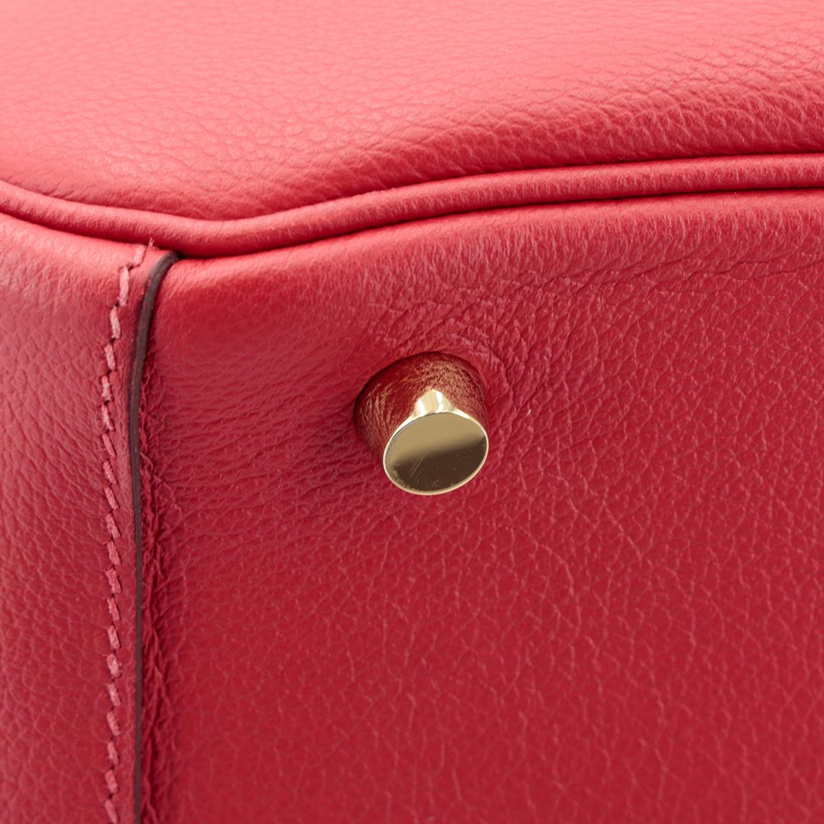 HERMÈS Lindy 30 shoulder bag in Rouge Piment Evercolor leather with Gold hardware - 14