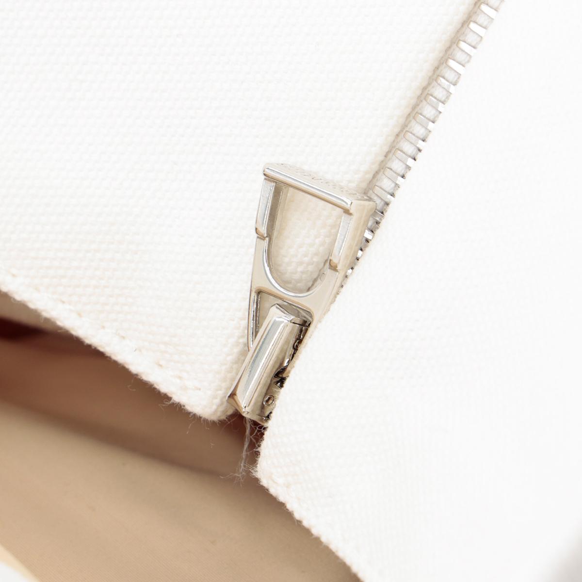HERMÈS エルメス マザーズバッグ ホワイト レッド  コットン 100% ポリエステル シルバー金具 - 16
