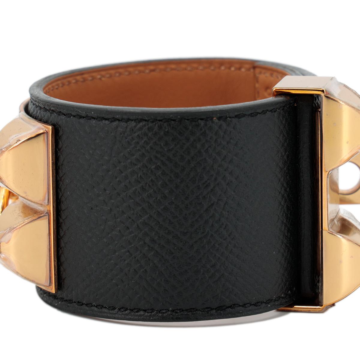 HERMÈS Collier De Chien Bracelet in Black Epsom leather with Gold hardware - 3