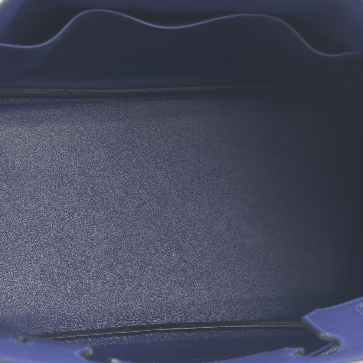 [中古] HERMÈS 愛馬仕 限量款 Birkin 30 鉑金包 Tressage De Cuir 菱格紋 M3 Blue Encre 墨水藍 37 Gold 金棕 P3 Blue du Nord 北方藍 Swift牛皮 銀扣 - 14