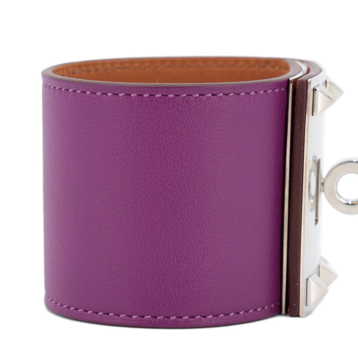Excellent ( Rank SA ) HERMÈS Bracelet Kelly Dog Tadelakt Palladium hardware Square R (2014) - 5