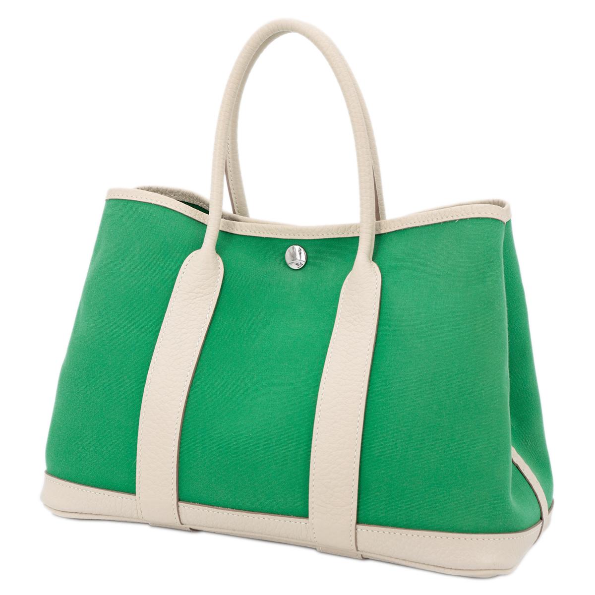 HERMÈS Garden Party 30 handbag in Bamboo and Craie Canvas and Negonda leather with Palladium hardware - 2