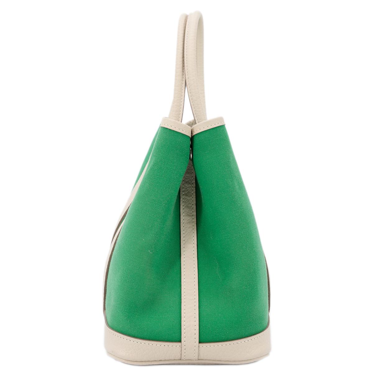 HERMÈS Garden Party 30 handbag in Bamboo and Craie Canvas and Negonda leather with Palladium hardware - 5